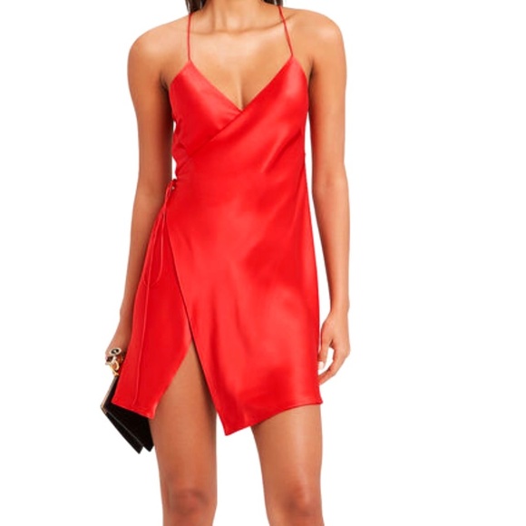 Michelle Mason Silk Red Wrap Dress - Picture 1 of 3